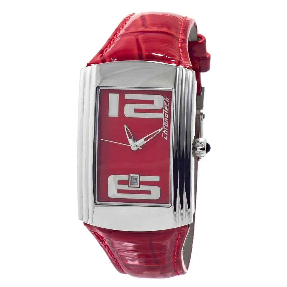 Chronotech Red Leather Dress Watch