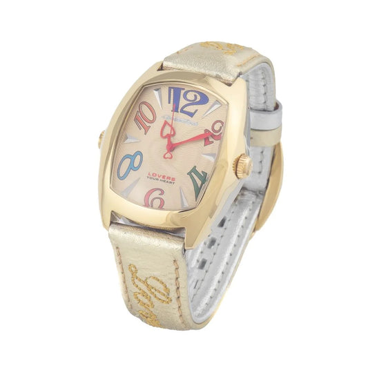 Chronotech Silver Leather Dress Watch with White Dial and Stainless Steel