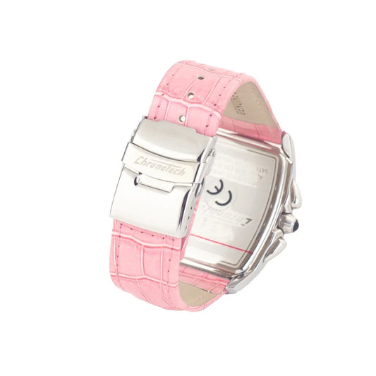Chronotech Silver Stainless Steel Watch with Pink Dial 40MM
