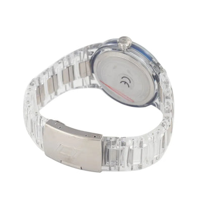 Chronotech Transparent Polycarbonate Dress Watch with Blue Dial 42MM