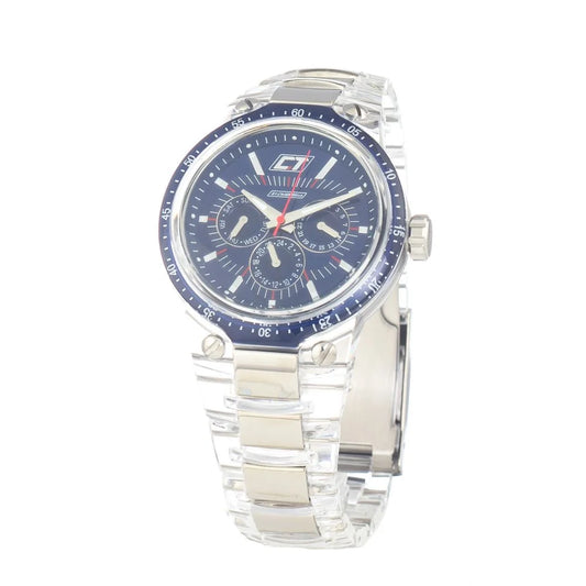 Chronotech Transparent Polycarbonate Dress Watch with Blue Dial 42MM
