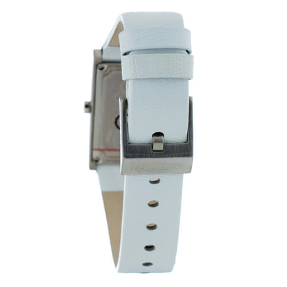 Chronotech White Leather Dress Watch with Silver Steel and Quartz Movement