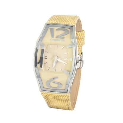 Chronotech Yellow Leather Dress Watch with Silver Steel Case 36MM