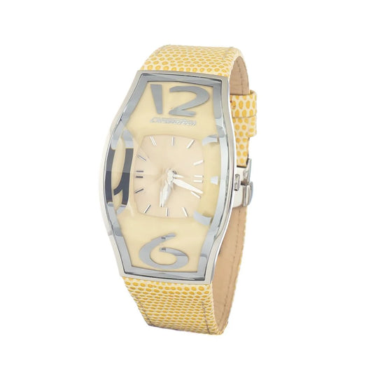 Chronotech Yellow Leather Dress Watch with Silver Steel Case 36MM
