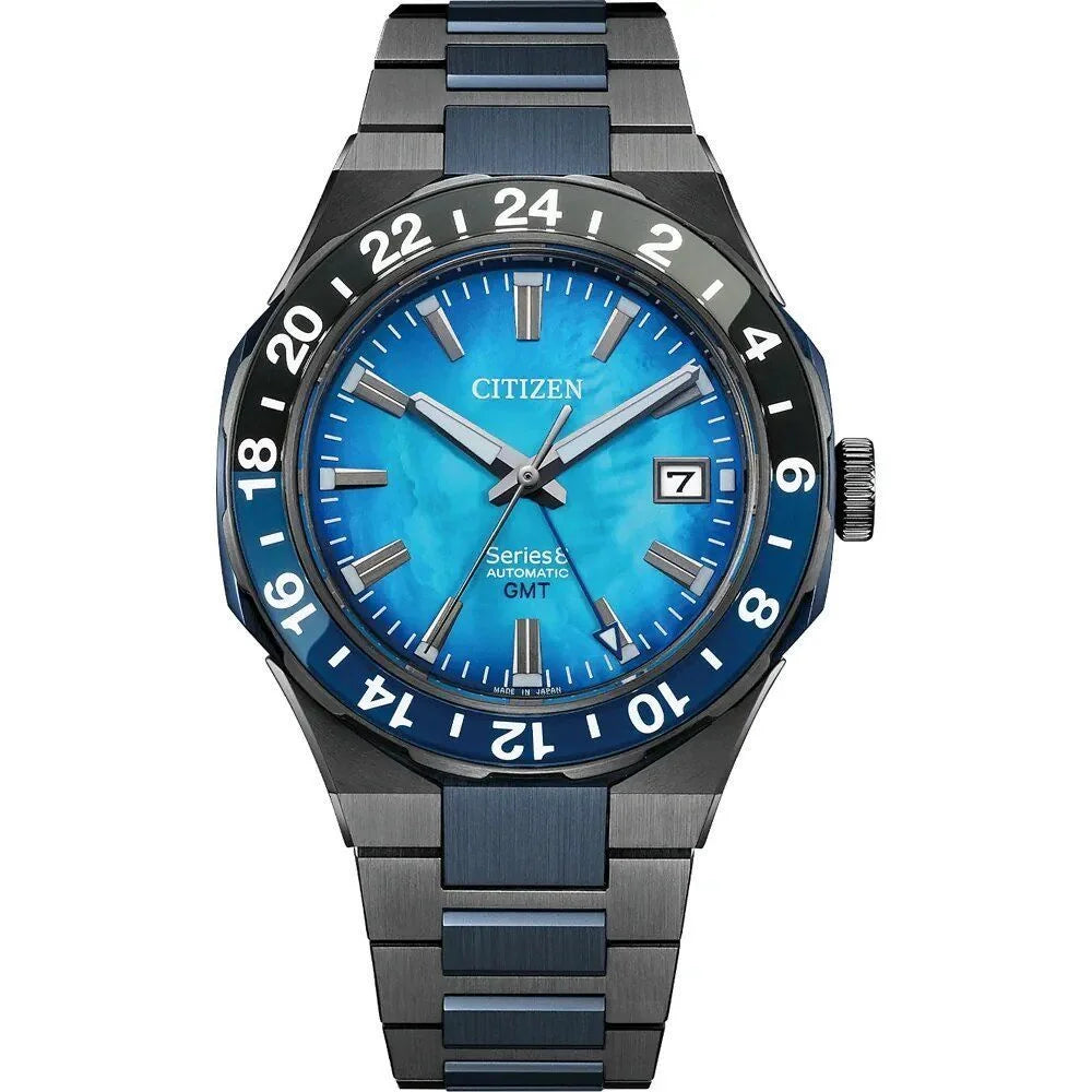 Citizen Gray Stainless Steel Watch with Blue Dial and Sapphire Glass