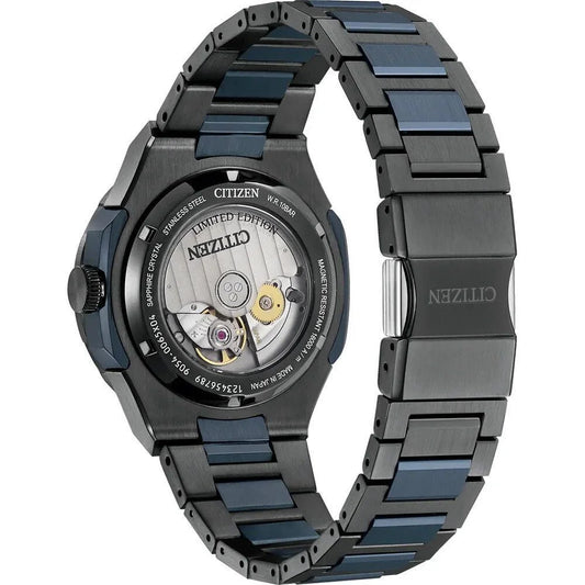 Citizen Gray Stainless Steel Watch with Blue Dial and Sapphire Glass