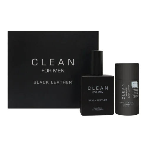 Clean Black Leather men’s gift set