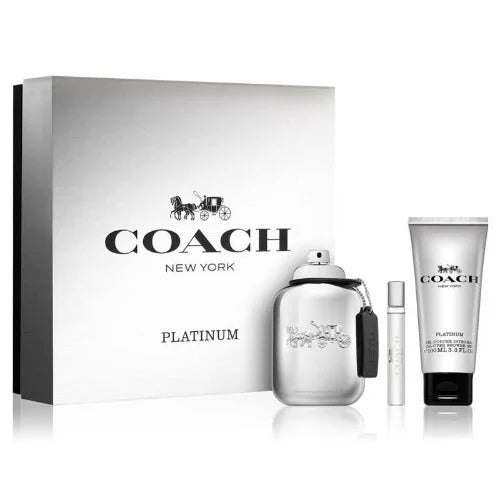 Coach Platinum Gift Set for Men Perfume with Shower Gel and Mini Spray Men’s Sets