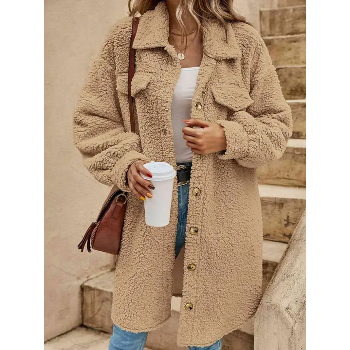 Effortless Stylish Polyester Top with Perfect Sleeve Length Clothing Coats Trendsi