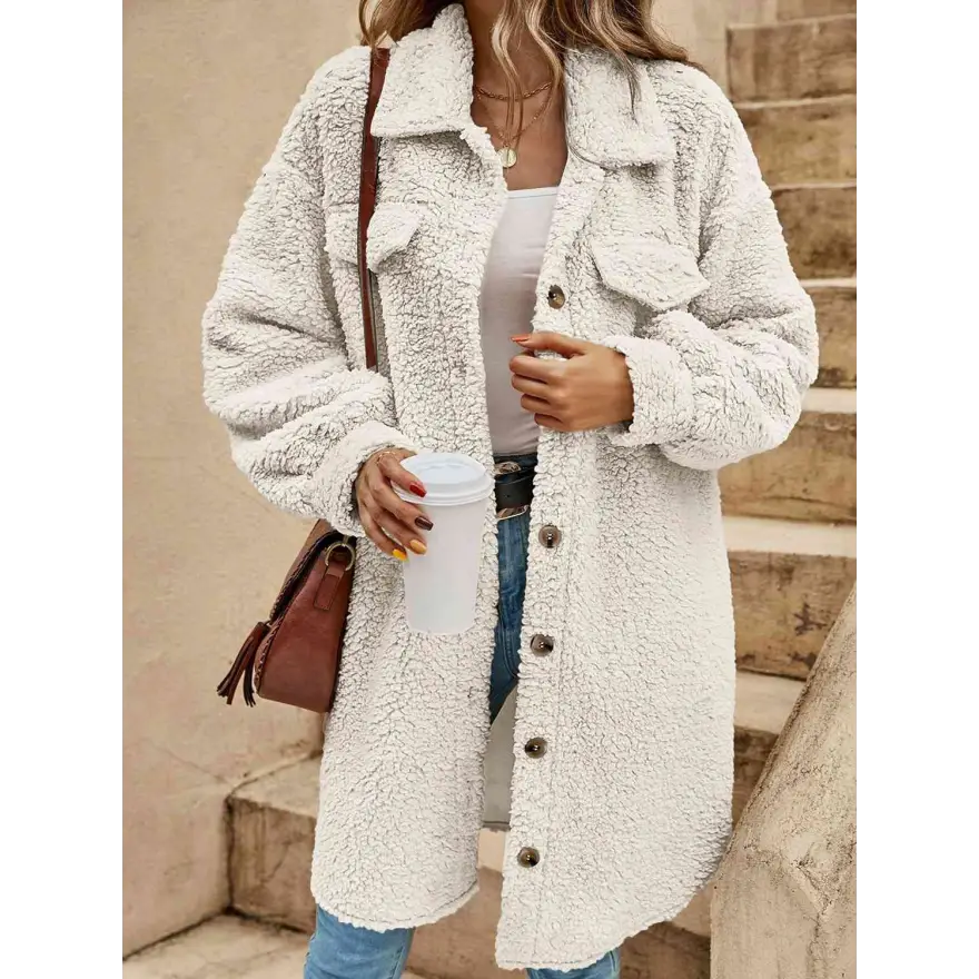 Effortless Stylish Polyester Top with Perfect Sleeve Length Clothing Coats Trendsi
