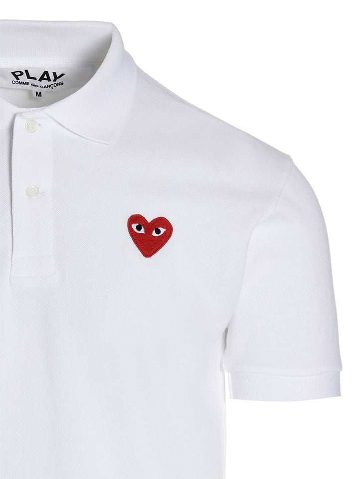 Comme Des Garçons Play White Cotton Polo Shirt