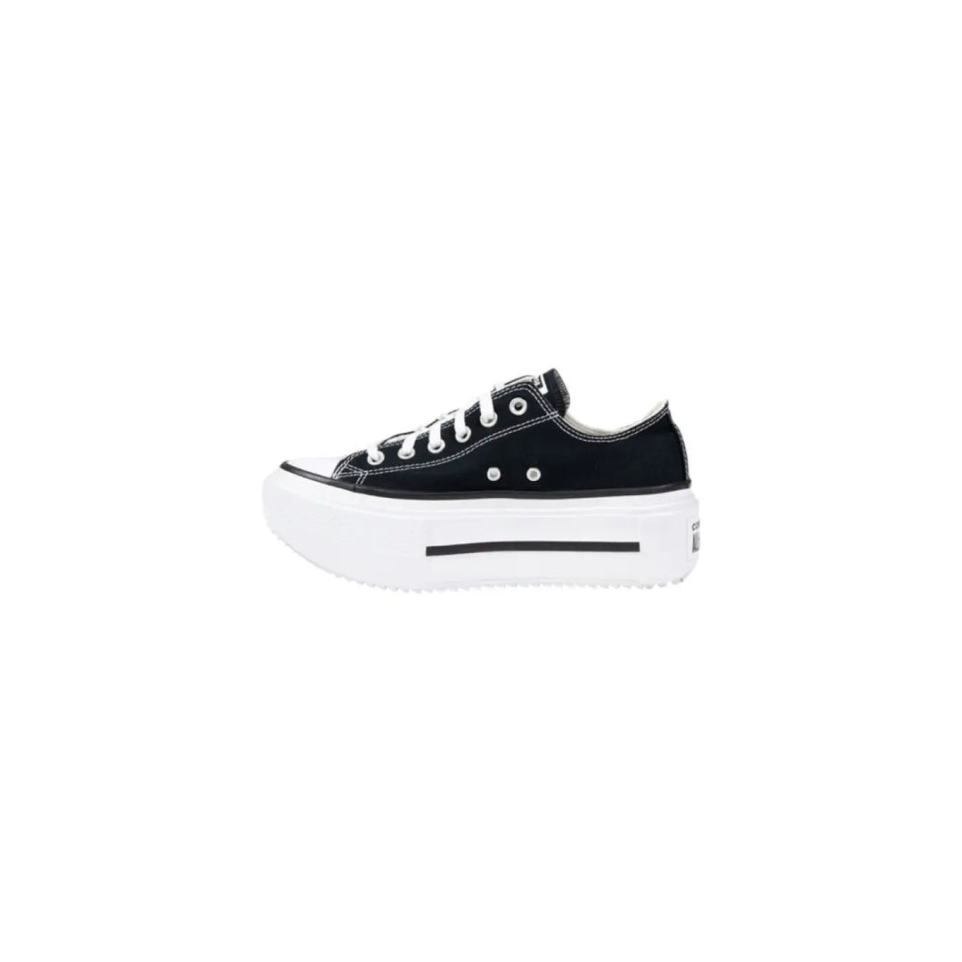 Converse Black and White Fabric Platform Sneakers