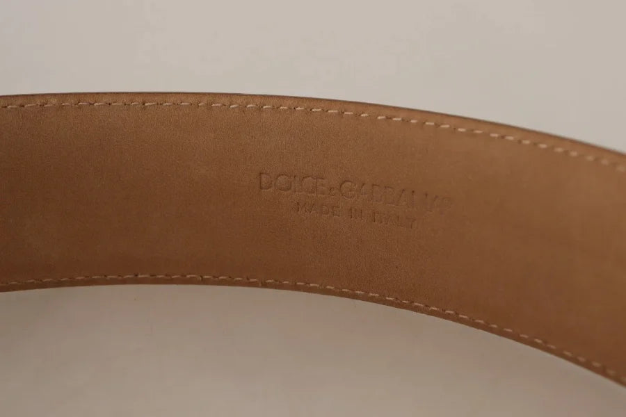 Costume National Brown Leather Gold Metal Oval Buckle Belt