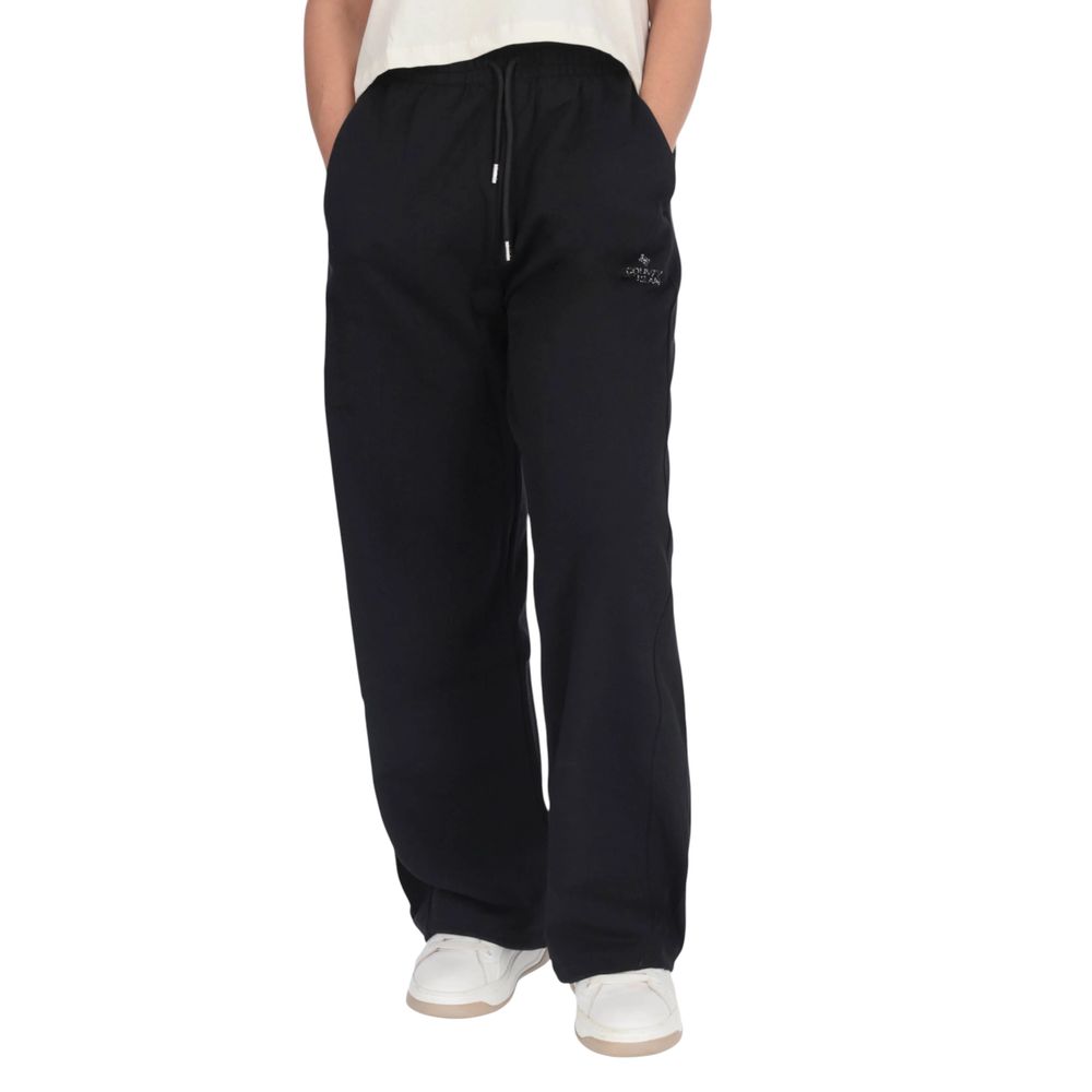 County of Milan Black Cotton Joggers (workout Pants)
