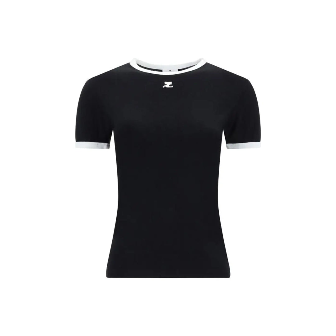 Courrèges Black Cotton T-shirt