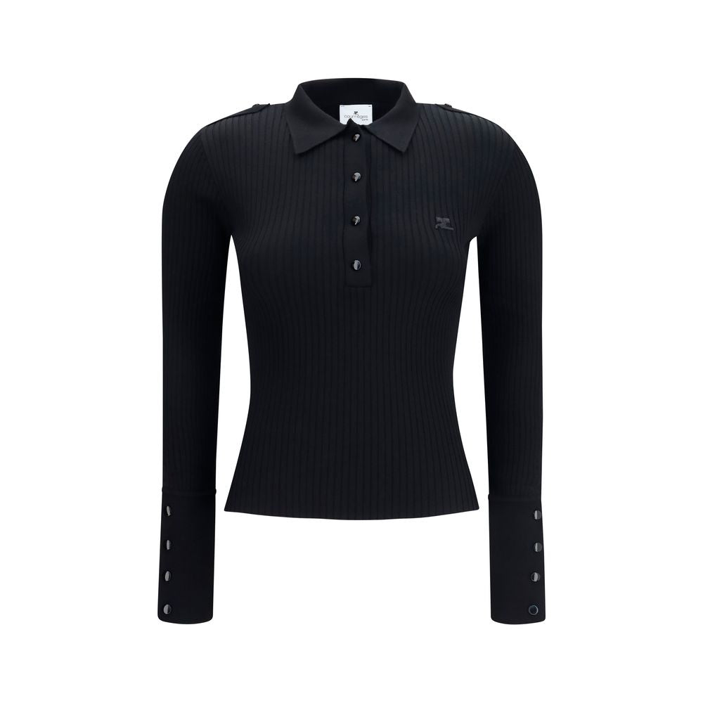 Courrèges - Black Viscose Polo Shirt