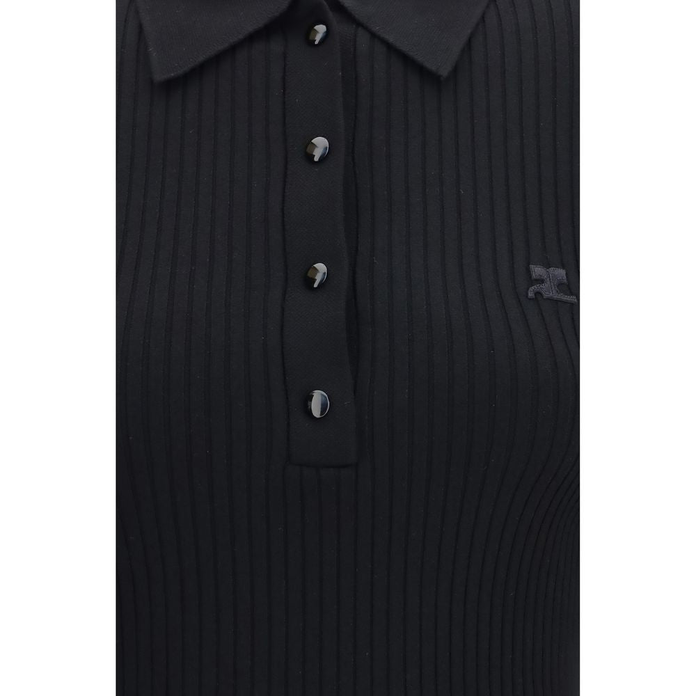 Courrèges - Black Viscose Polo Shirt