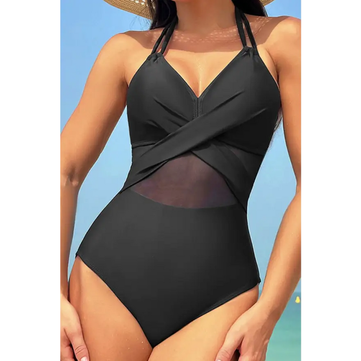 Dazzling Crisscross Halter Neck Swim Sensation Trendsi