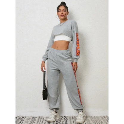 Elevate Your Loungewear Game with Our Cropped Sweatshirt and Sweatpants Set Clothing Tops Trendsi