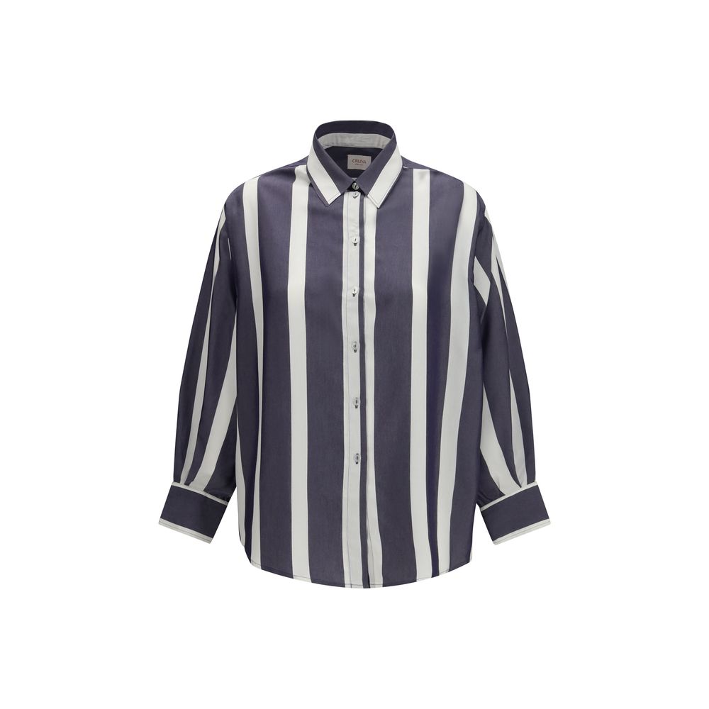 Cruna Shirts - Blue Viscose Pattern Shirt
