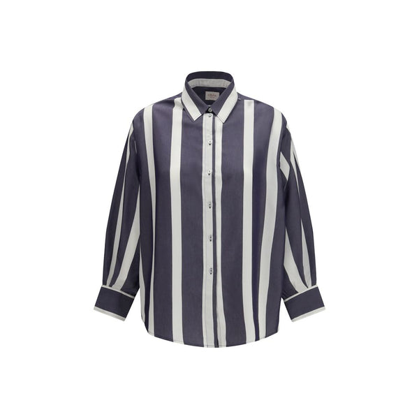 Cruna Shirts - Blue Viscose Pattern Shirt