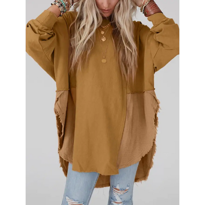 Elevate Your Style with the Curved Hem Dolman Sleeve Top Clothing Tops Trendsi