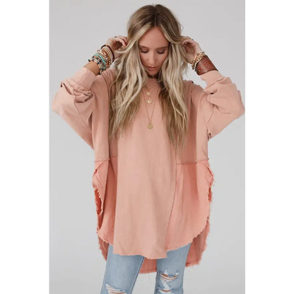 Elevate Your Style with the Curved Hem Dolman Sleeve Top Clothing Tops Trendsi