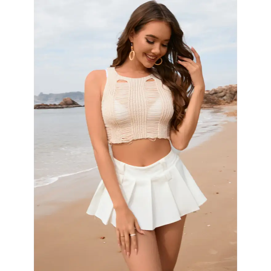 Fabulous Cutout Round Neck Swim Pants Super Comfy Fit Trendsi