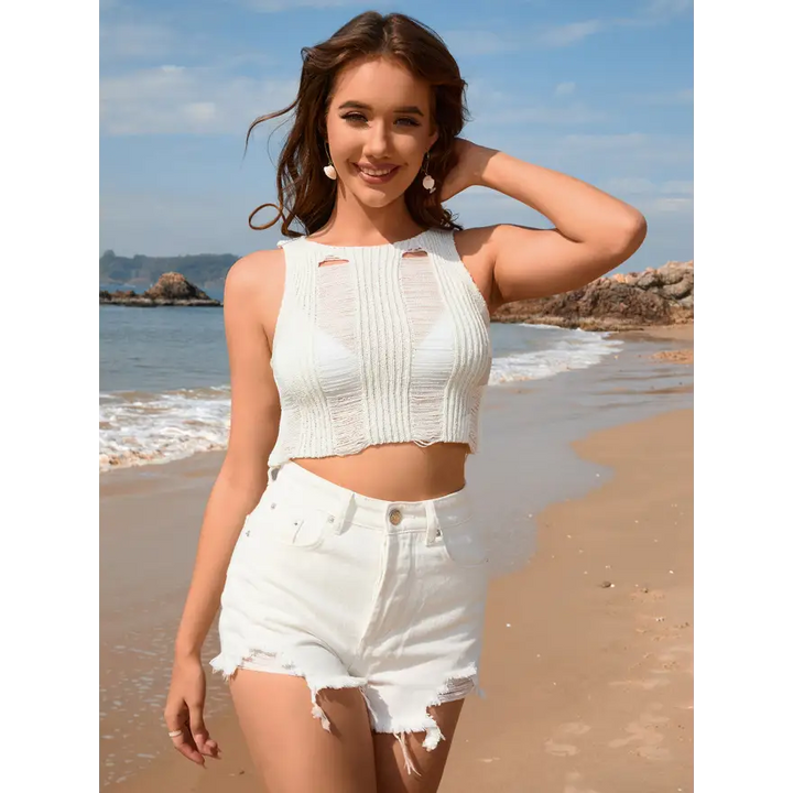 Fabulous Cutout Round Neck Swim Pants Super Comfy Fit Trendsi