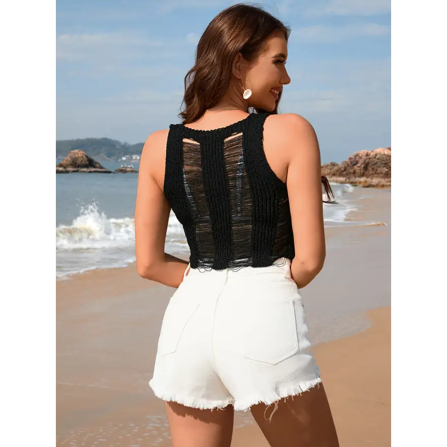 Fabulous Cutout Round Neck Swim Pants Super Comfy Fit Trendsi