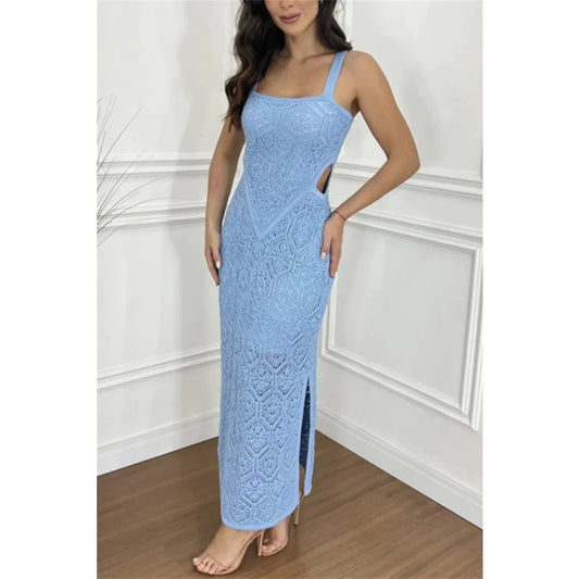 Dreamy Eyelet Fantasy Dress Top with Flirty Sheer Cutout Allure Clothing Tops Trendsi