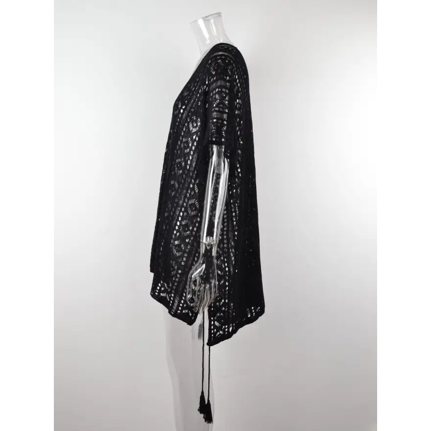 Beach Ready Cutout Tassel V Neck Cover Up Trendsi