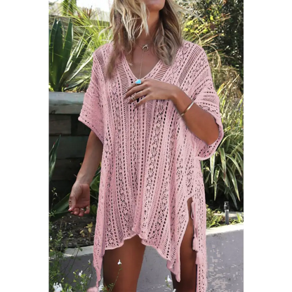 Stylish Cutout V-Neck Tassel Dress – Must-Have! Trendsi