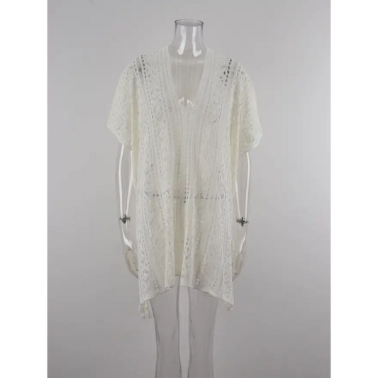 Beach Ready Cutout Tassel V Neck Cover Up Trendsi