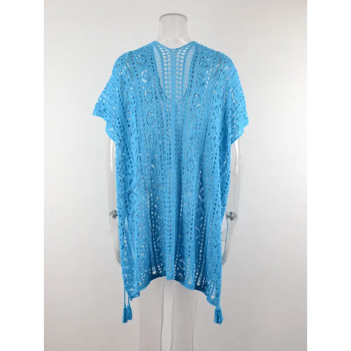Beach Ready Cutout Tassel V Neck Cover Up Trendsi