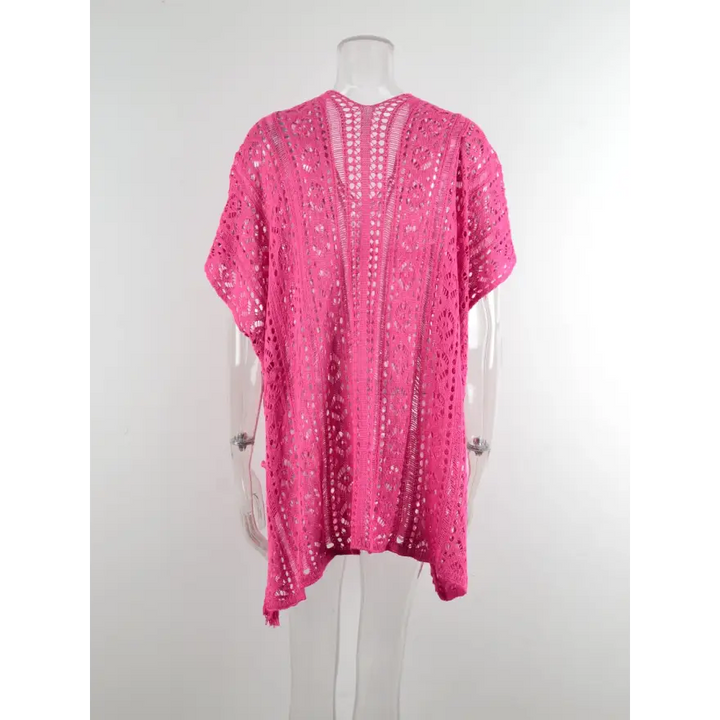 Beach Ready Cutout Tassel V Neck Cover Up Trendsi