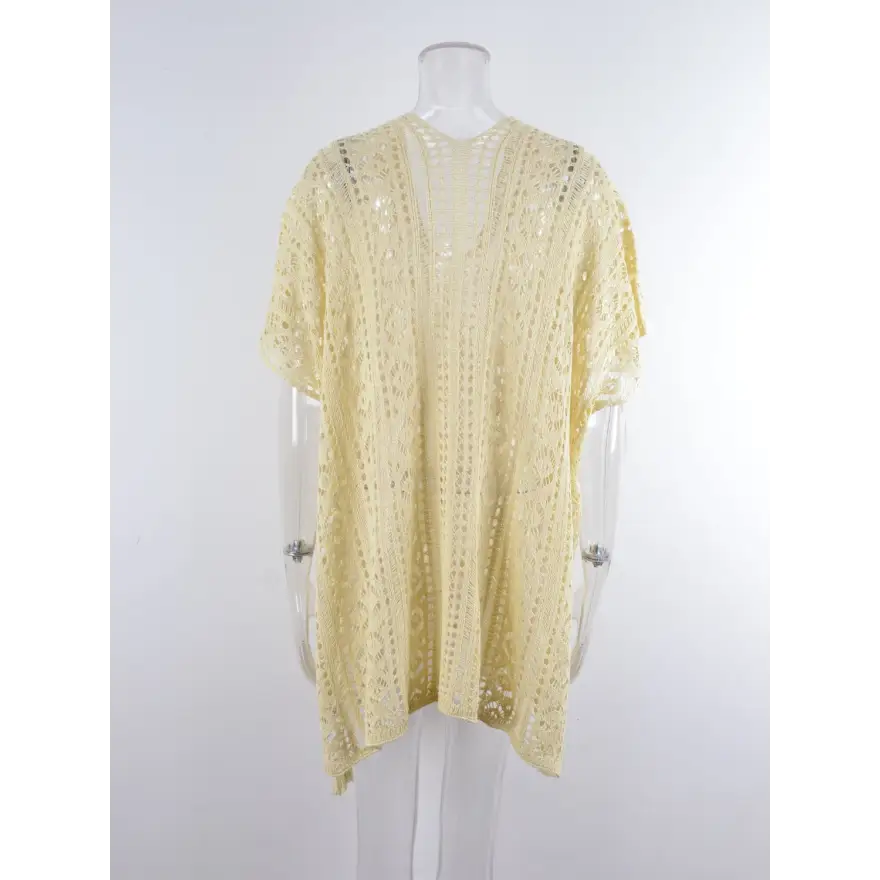 Beach Ready Cutout Tassel V Neck Cover Up Trendsi