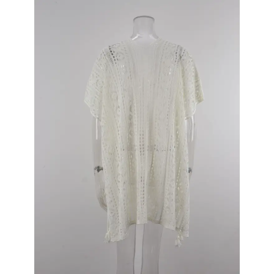 Beach Ready Cutout Tassel V Neck Cover Up Trendsi
