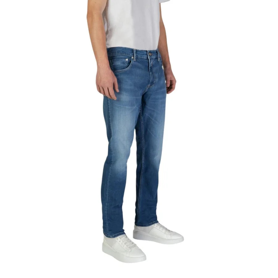 Replay Blue Cotton Slim Fit Jeans