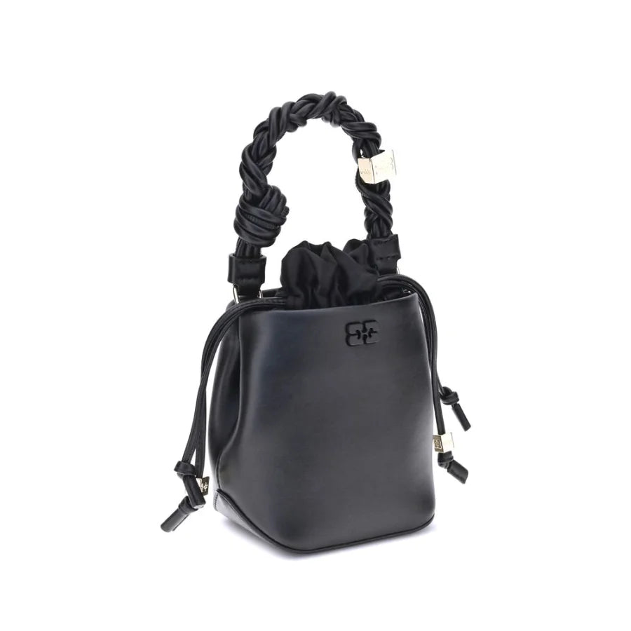Ganni Black Recycled Leather Backet Bag