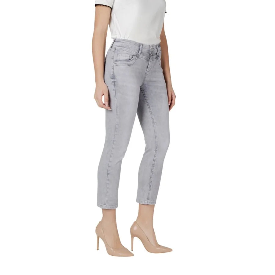 Street One Gray Cotton Skinny Jeans