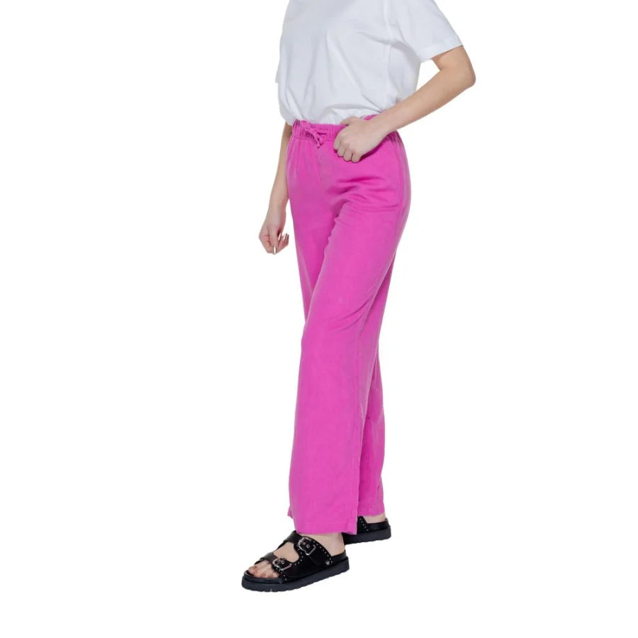 Only Pink Linen Casual Pants