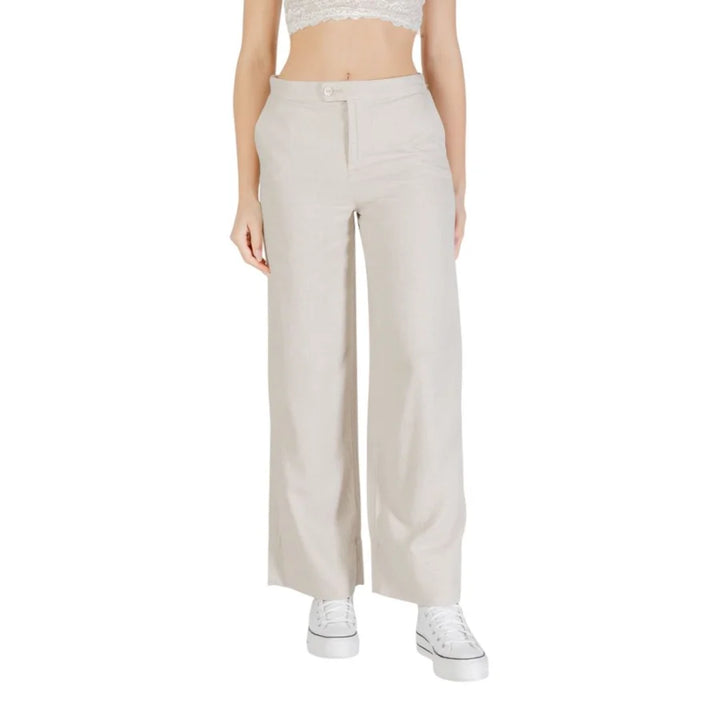 Only Beige Viscose Casual Pants