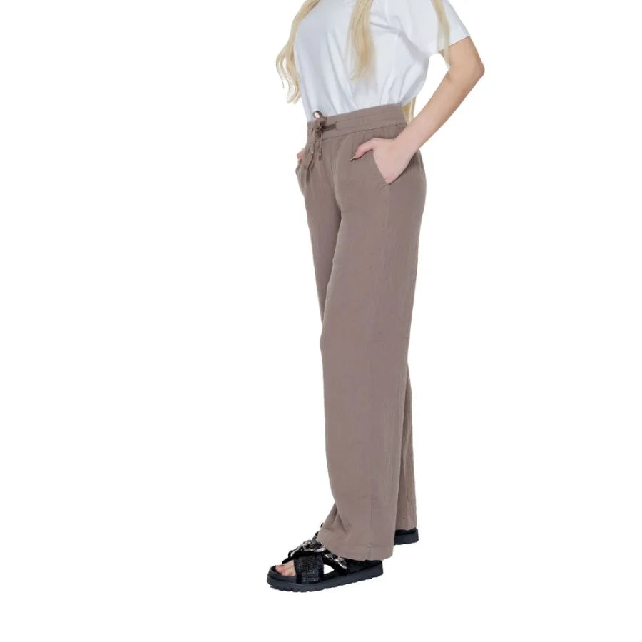 Street One Brown Cotton Casual Pants