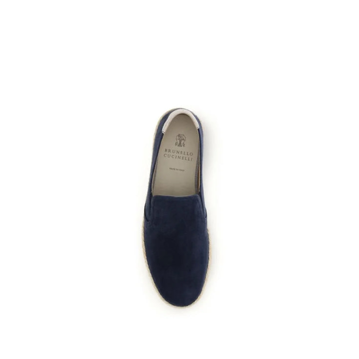 Brunello Cucinelli Blue Calf Leather Bos Taurus Espadrilles