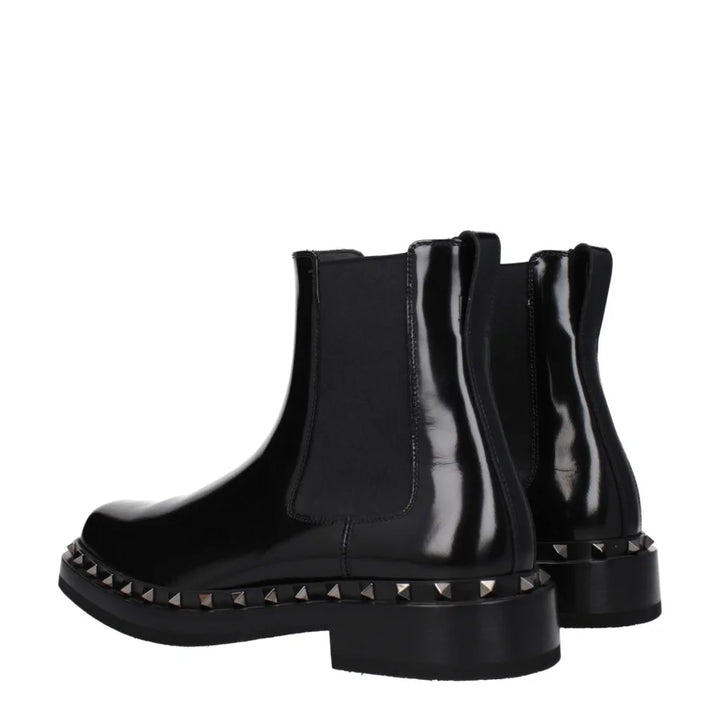 Valentino Garavani Black Leather Ankle Boots