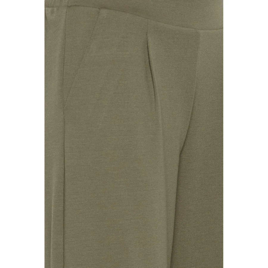 ICHI Green Recycled Polyester Flared Pants