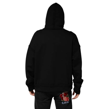 Dazzling Dolce Gabbana Black Printed Hooded Sweater with Crystals &