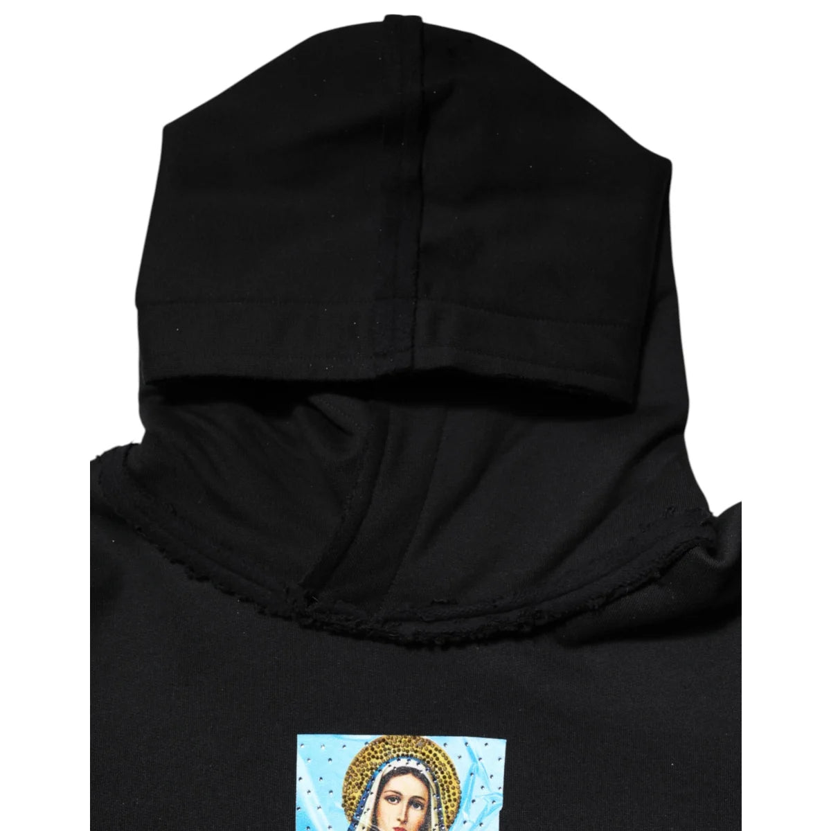 Dazzling Dolce Gabbana Black Printed Hooded Sweater with Crystals &