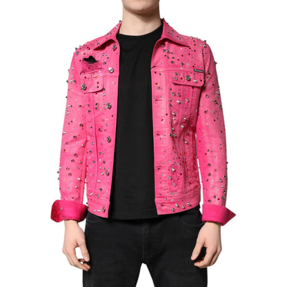 Dazzling Dolce Gabbana Cotton Denim Jacket with Crystal Embellishments &